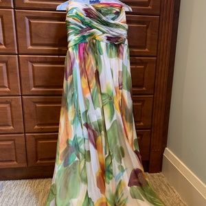 beautiful silk watercolour print strapless dress